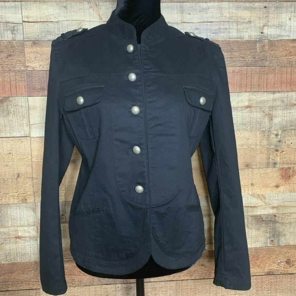 Kaktus Womens Black Lined  Denim Like Jacket